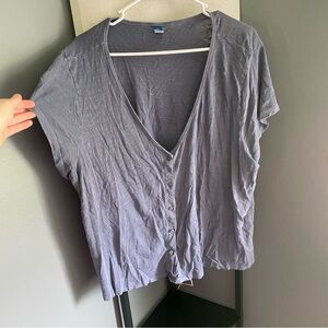 Old Navy Gray Short Sleeve Button Down Shirt